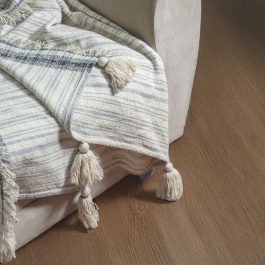 Handwoven Beige & Blue Striped Cotton Throw – 50″ x 56″